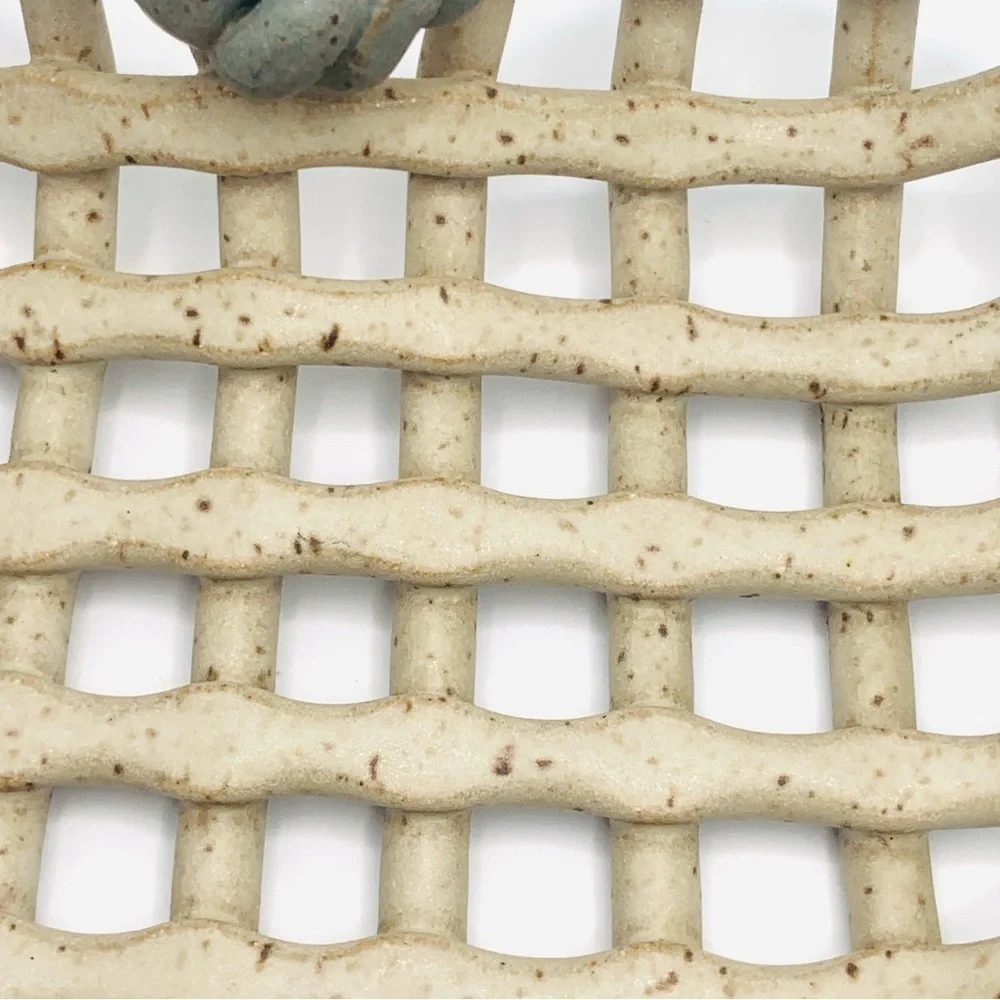 Rustic Handmade Pottery Ceramic Heart Dish Bowl – Lattice Design